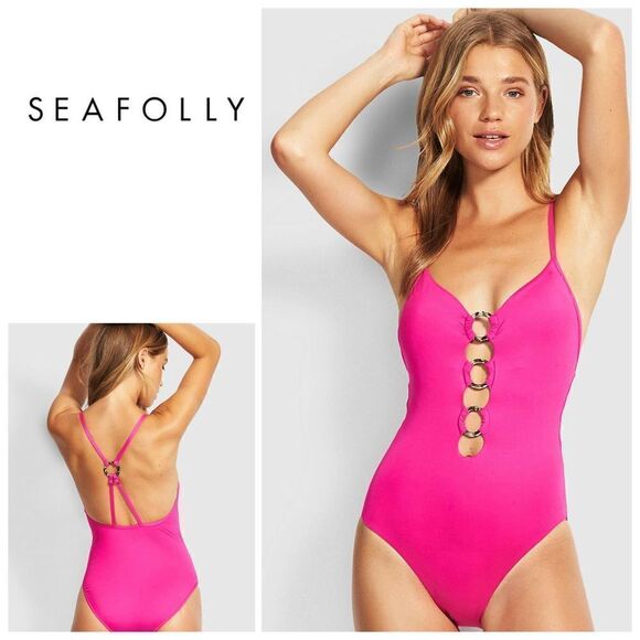 New. Seafolly hot pink swimsuit. Runs small. - Picture 1 of 9